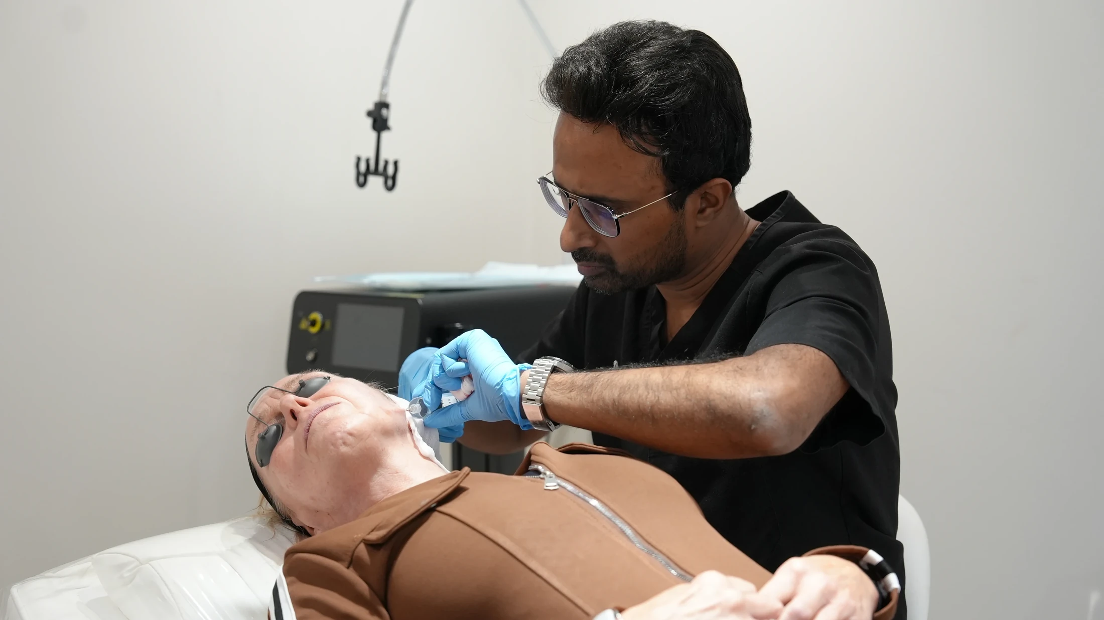 Dr Naren performing Endolift laser treatment at The Skin Firm, Sheffield